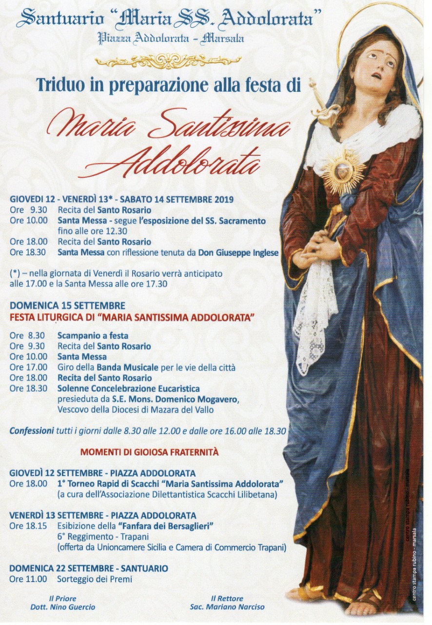 Al Via Dal 12 Settembre La Festa Liturgica Di Maria Santissima Addolorata A Marsala News Trapani E Notizie Aggiornate Telesud
